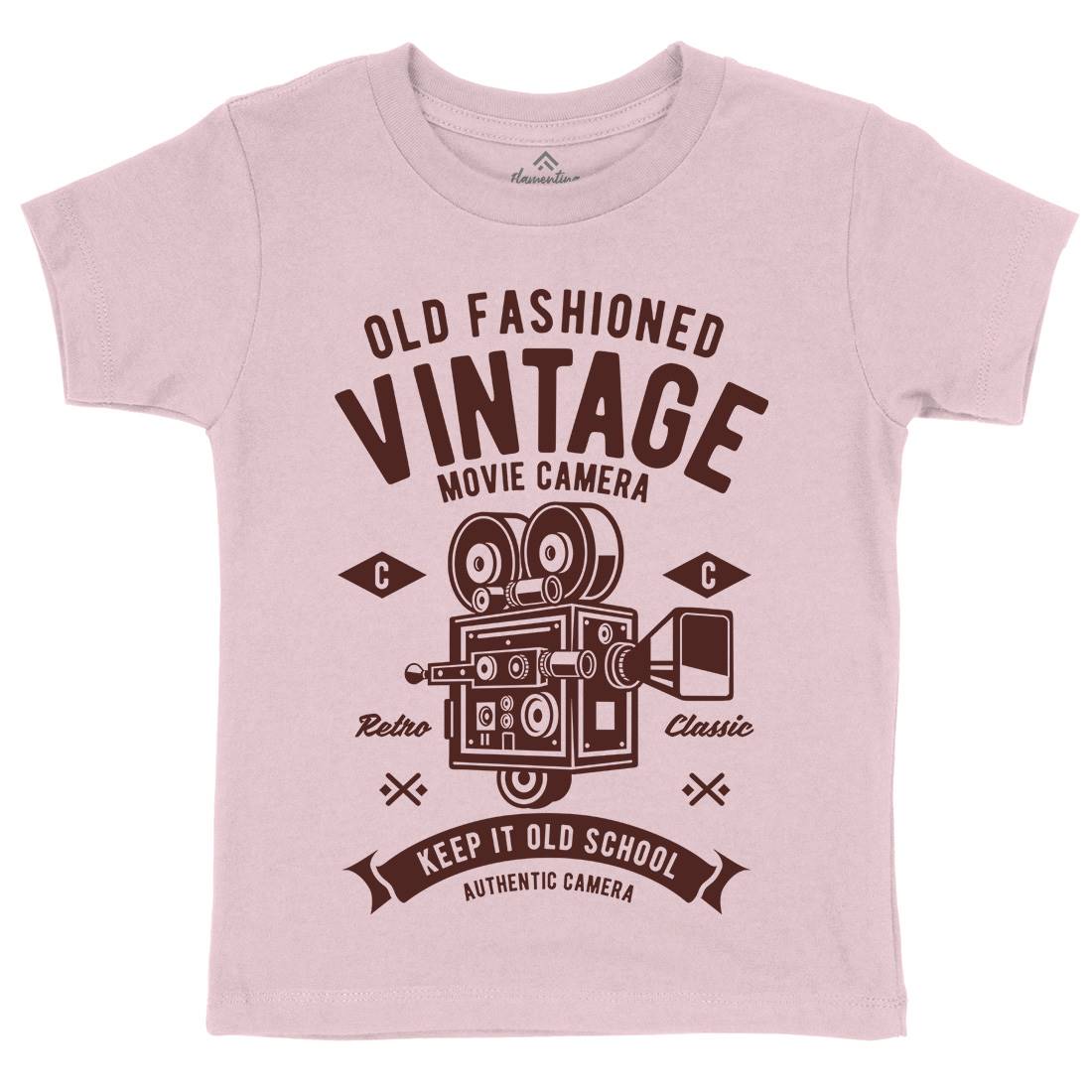 Vintage Movie Camera Kids Organic Crew Neck T-Shirt Media A299