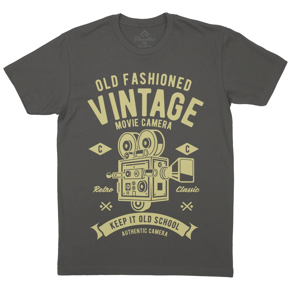 Vintage Movie Camera Mens Crew Neck T-Shirt Media A299