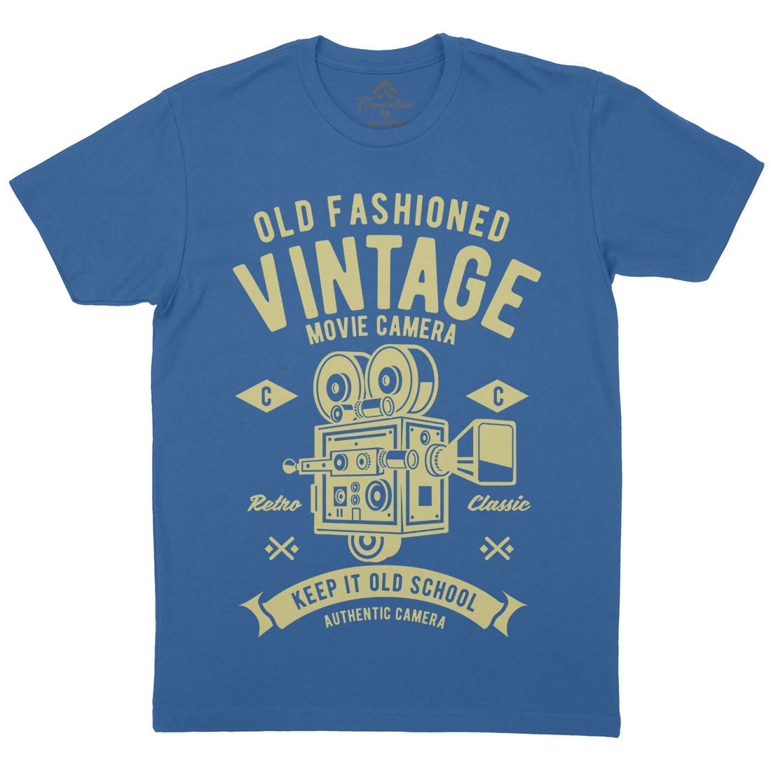 Vintage Movie Camera Mens Organic Crew Neck T-Shirt Media A299