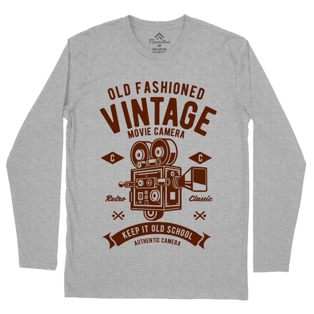 Vintage Movie Camera Mens Long Sleeve T-Shirt Media A299