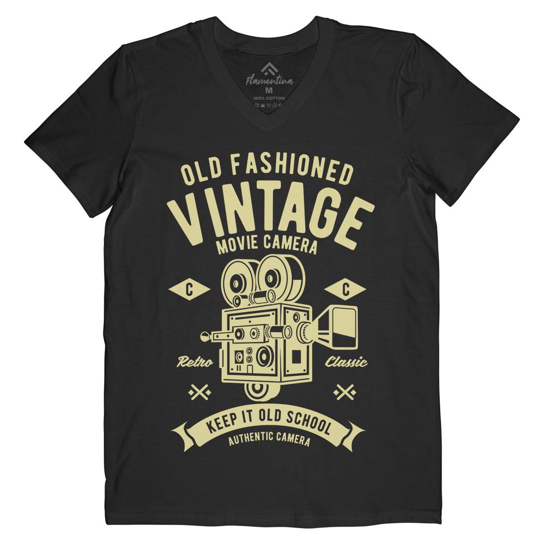 Vintage Movie Camera Mens V-Neck T-Shirt Media A299