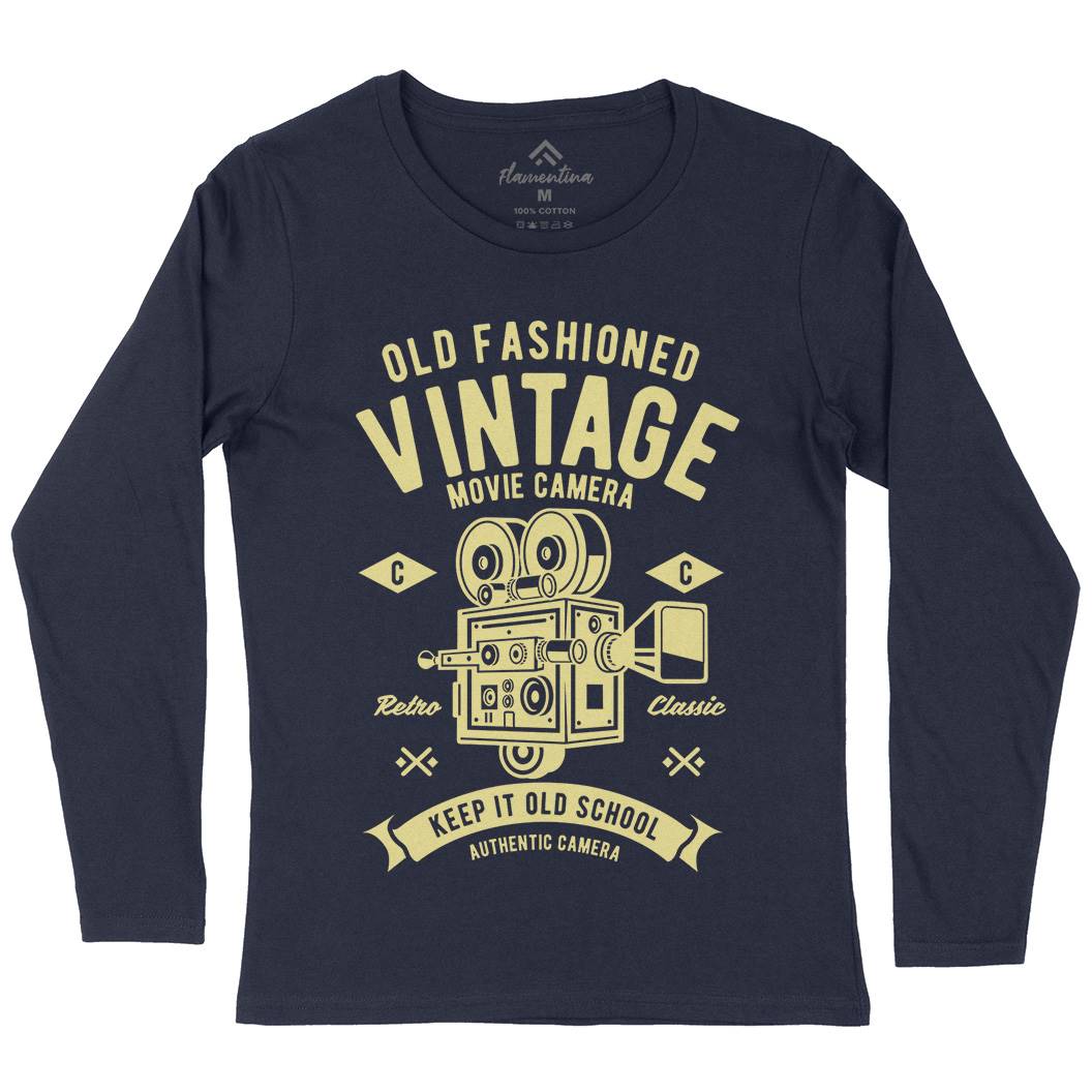 Vintage Movie Camera Womens Long Sleeve T-Shirt Media A299