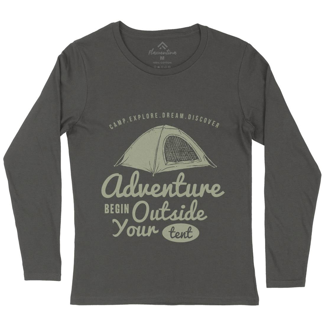 Adventure Begin Womens Long Sleeve T-Shirt Nature A302