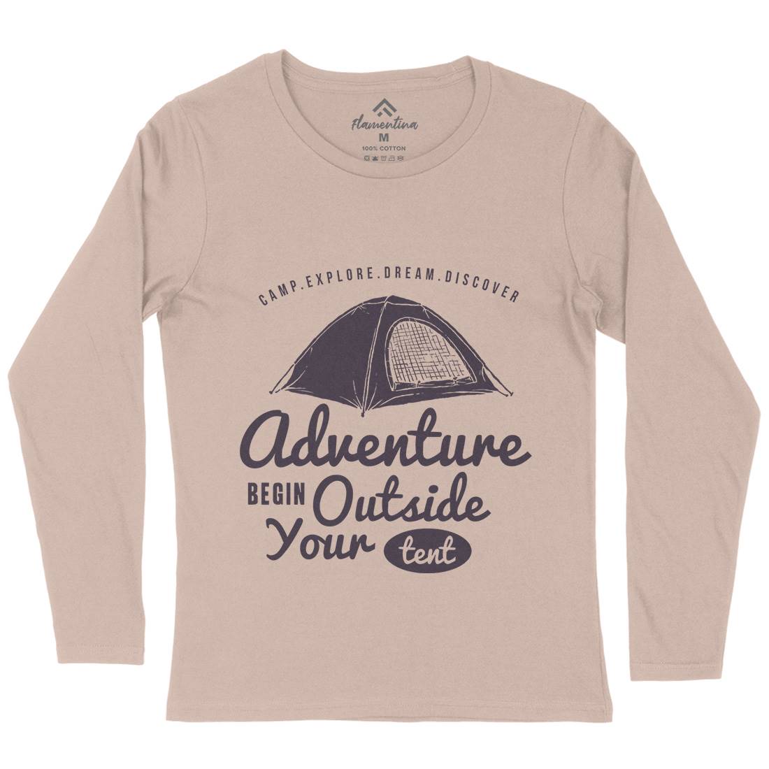 Adventure Begin Womens Long Sleeve T-Shirt Nature A302