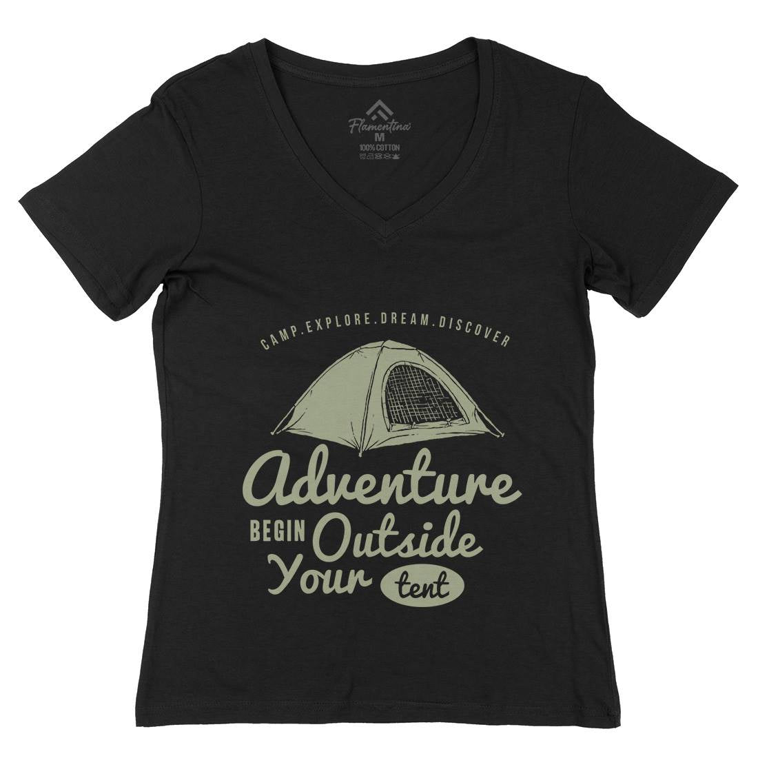 Adventure Begin Womens Organic V-Neck T-Shirt Nature A302