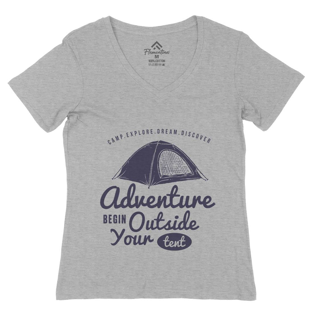 Adventure Begin Womens Organic V-Neck T-Shirt Nature A302