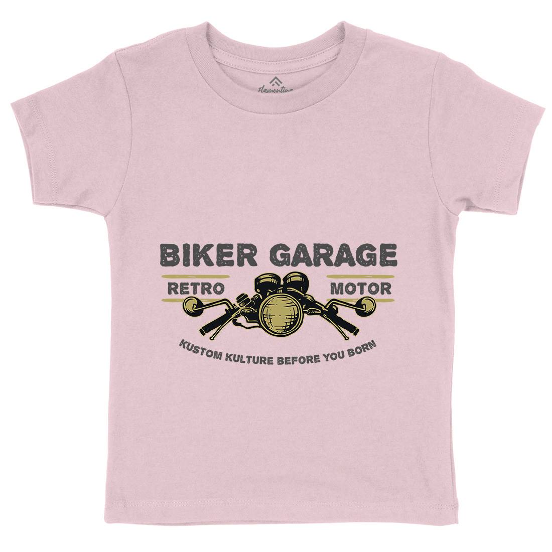 Biker Garage Kids Organic Crew Neck T-Shirt Motorcycles A303