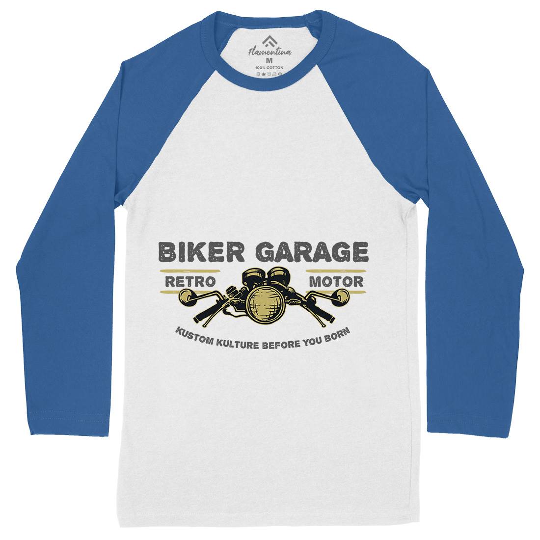 Biker Garage Mens Long Sleeve Baseball T-Shirt Motorcycles A303