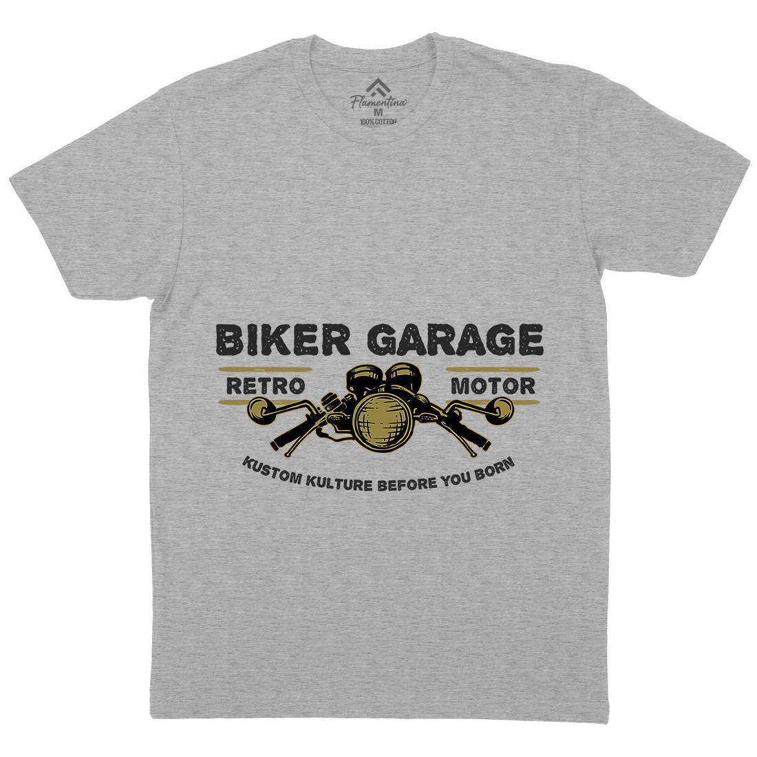 Biker Garage Mens Organic Crew Neck T-Shirt Motorcycles A303