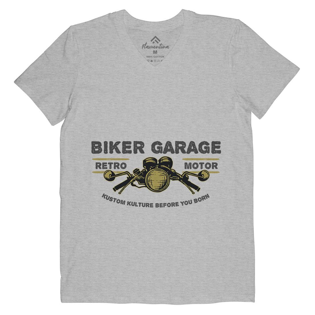Biker Garage Mens Organic V-Neck T-Shirt Motorcycles A303