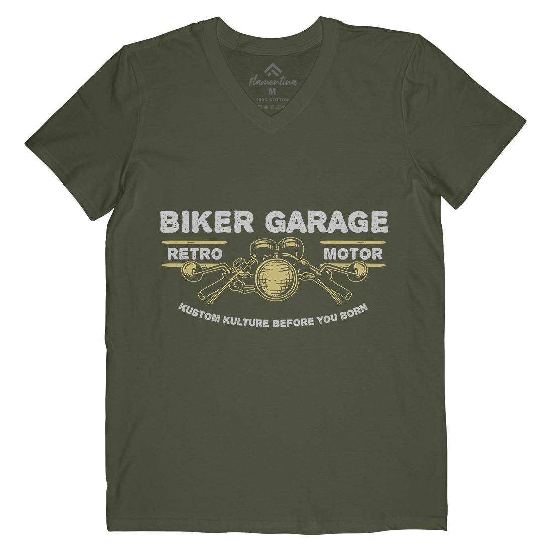 Biker Garage Mens Organic V-Neck T-Shirt Motorcycles A303