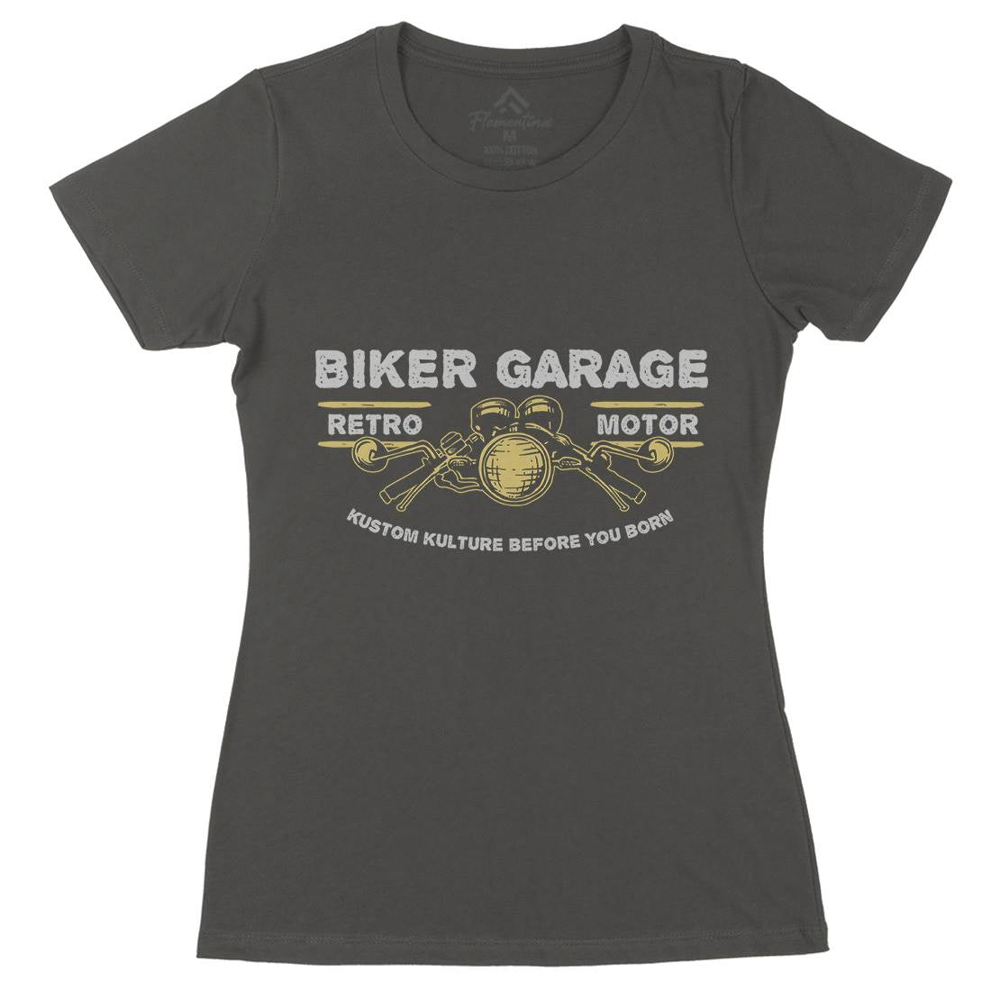 Biker Garage Womens Organic Crew Neck T-Shirt Motorcycles A303