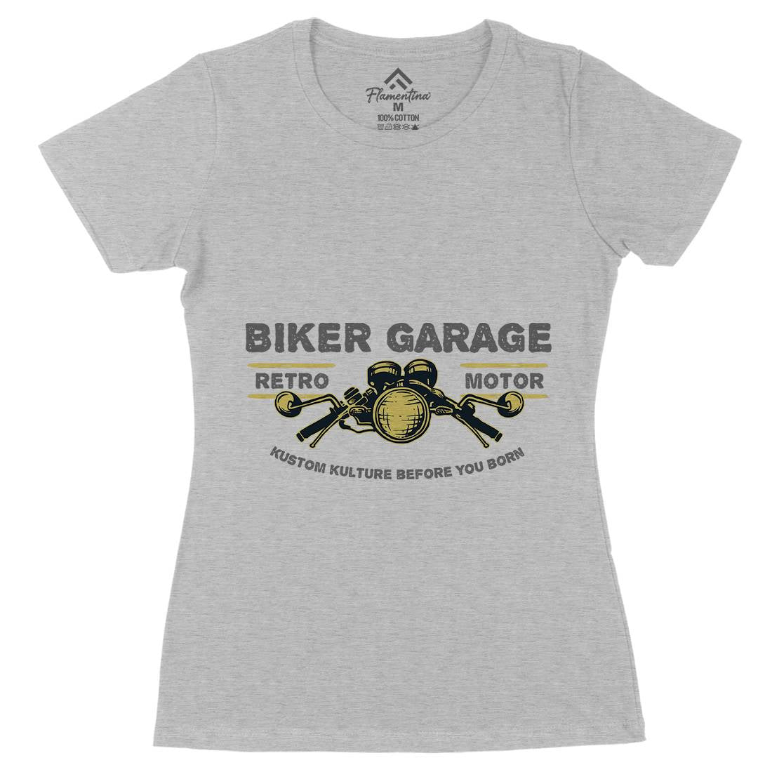Biker Garage Womens Organic Crew Neck T-Shirt Motorcycles A303