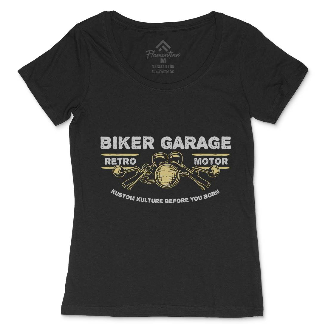 Biker Garage Womens Scoop Neck T-Shirt Motorcycles A303