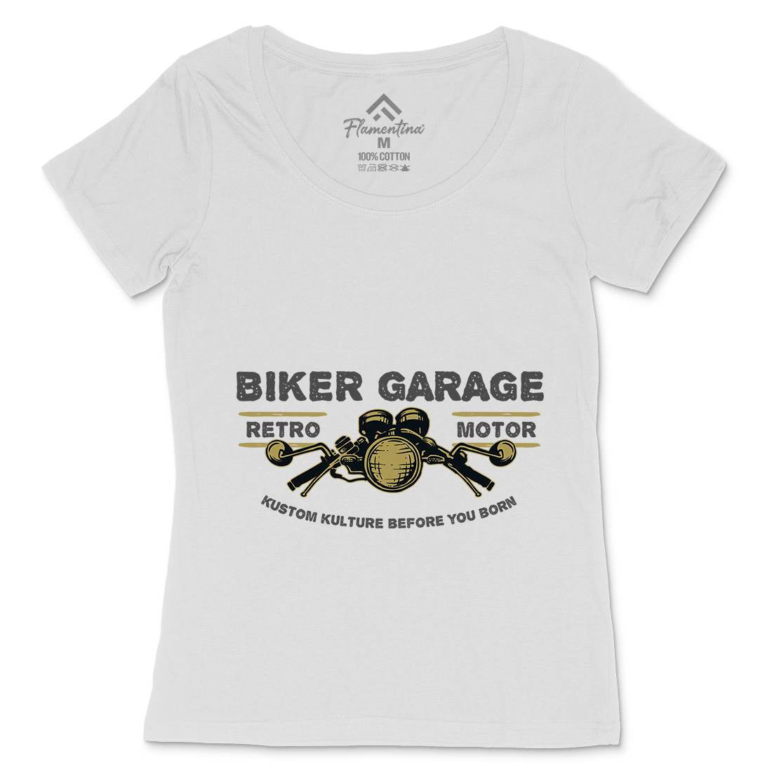 Biker Garage Womens Scoop Neck T-Shirt Motorcycles A303
