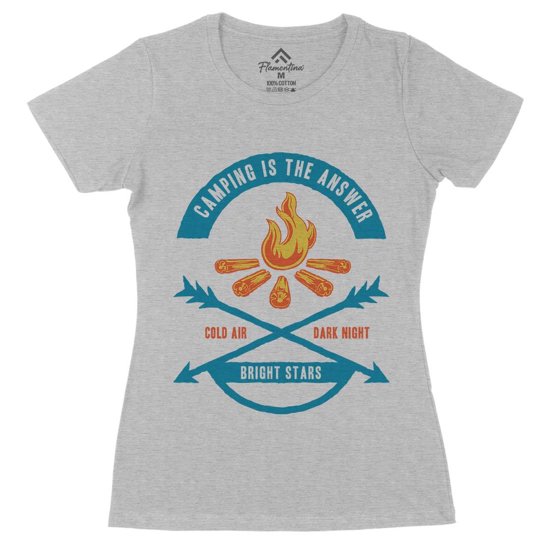 Camping Is The Answer Womens Organic Crew Neck T-Shirt Nature A305