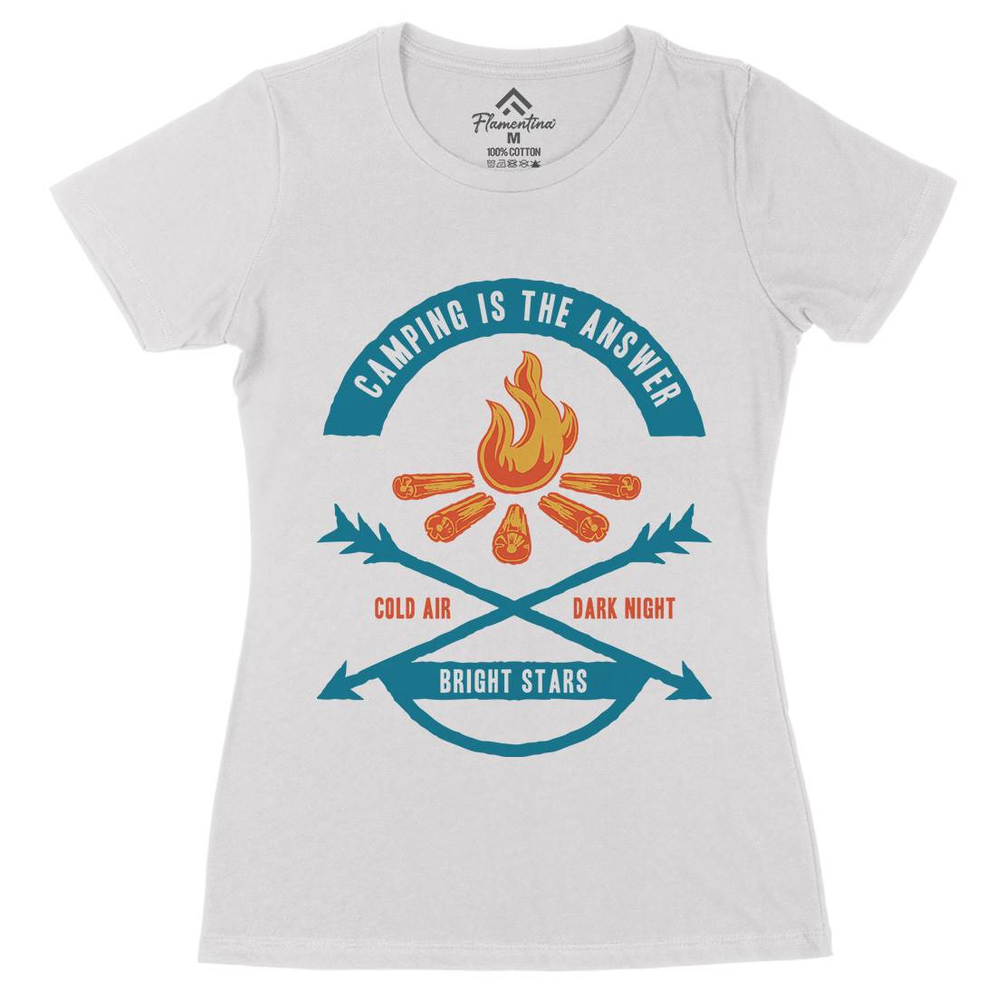 Camping Is The Answer Womens Organic Crew Neck T-Shirt Nature A305