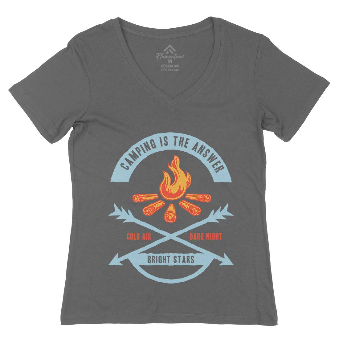 Camping Is The Answer Womens Organic V-Neck T-Shirt Nature A305