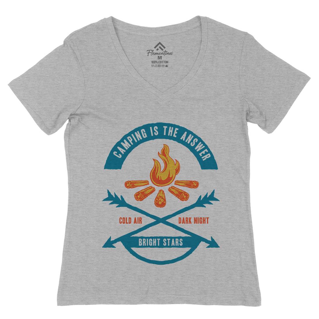Camping Is The Answer Womens Organic V-Neck T-Shirt Nature A305