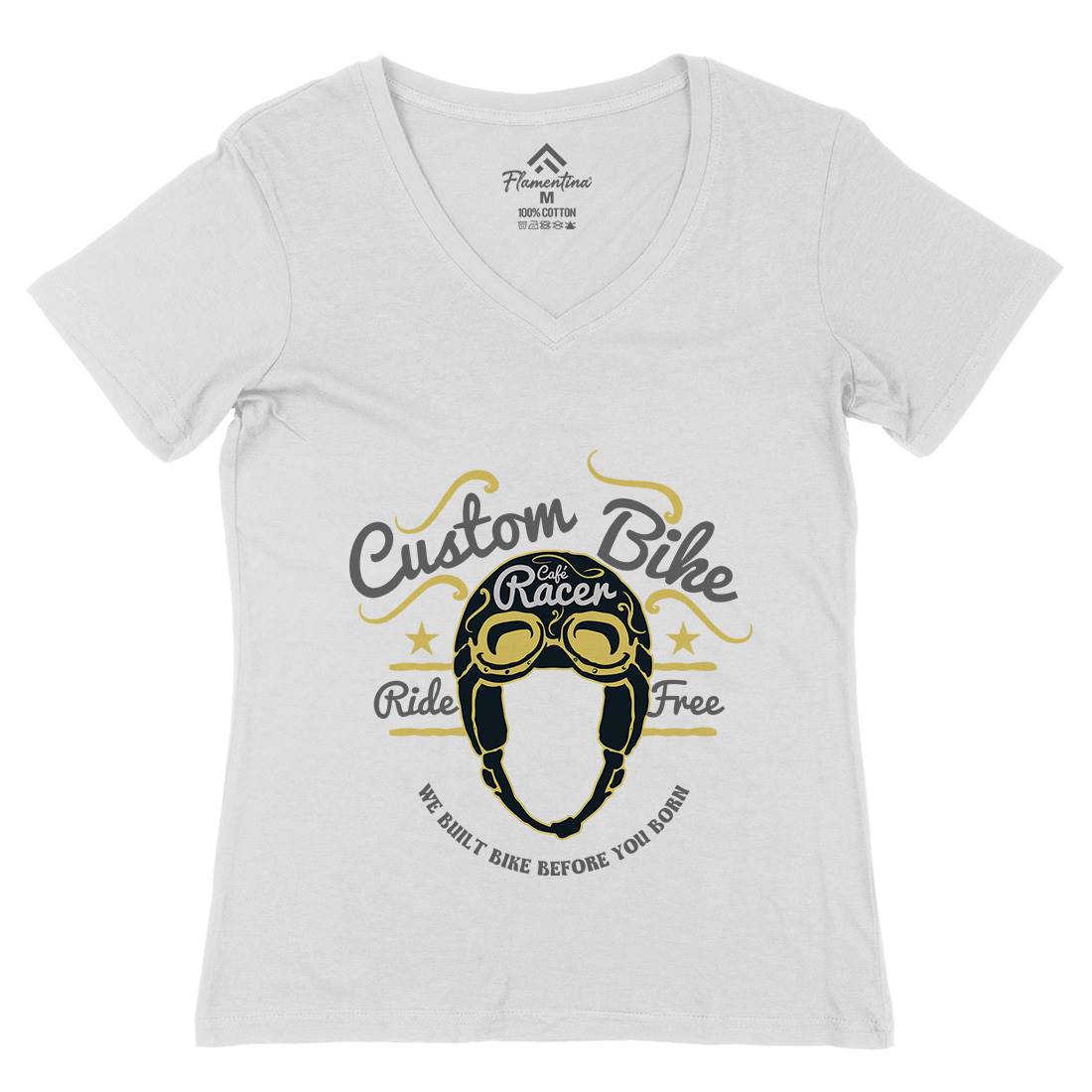 Custom Bike Womens Organic V-Neck T-Shirt Motorcycles A307