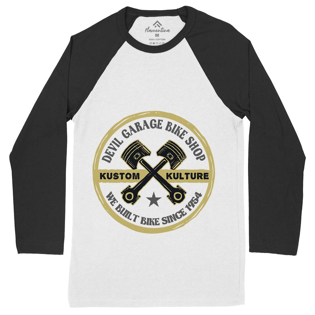 Devil Garage Mens Long Sleeve Baseball T-Shirt Motorcycles A308
