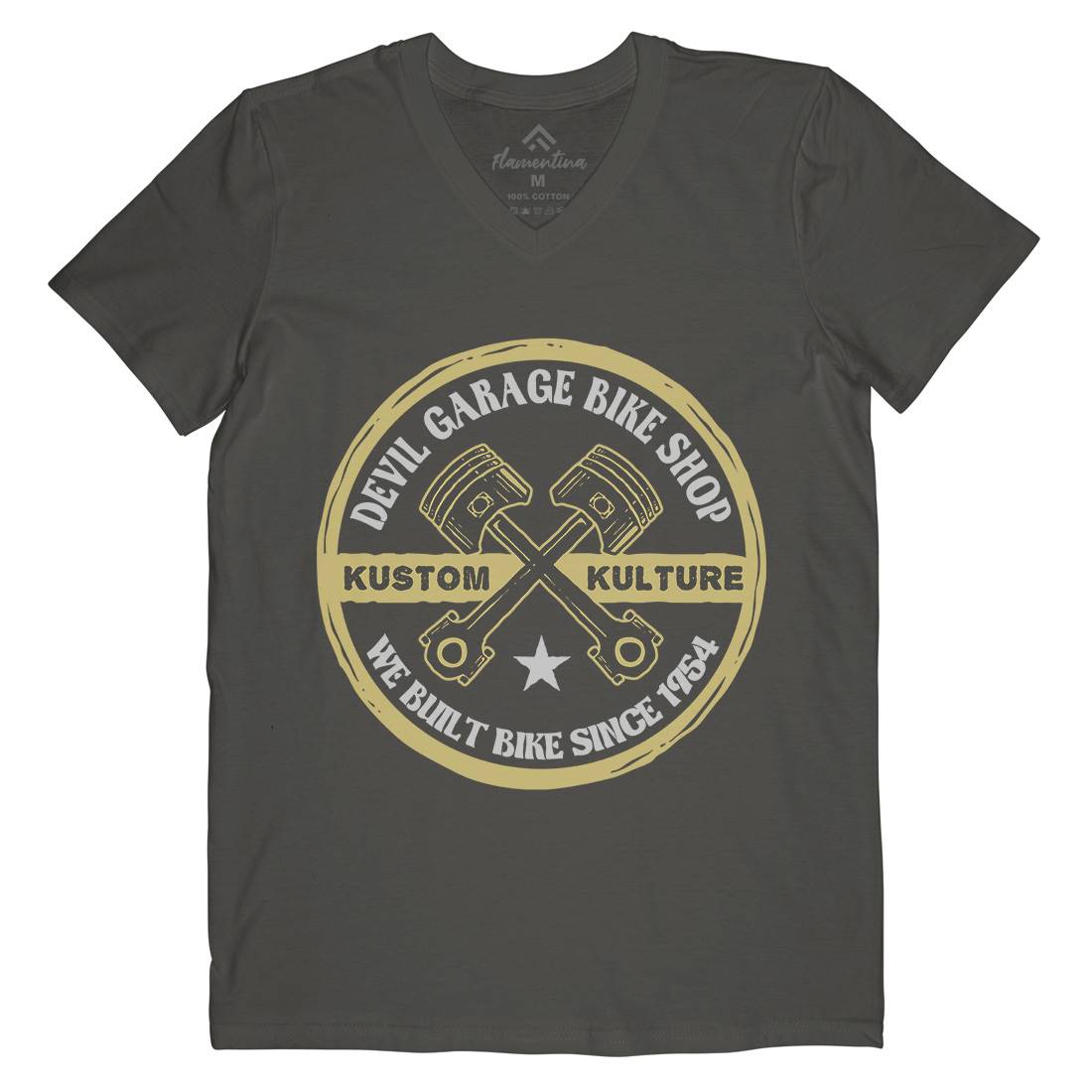 Devil Garage Mens V-Neck T-Shirt Motorcycles A308