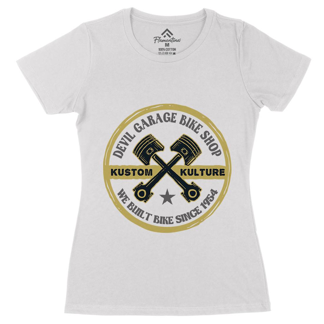 Devil Garage Womens Organic Crew Neck T-Shirt Motorcycles A308