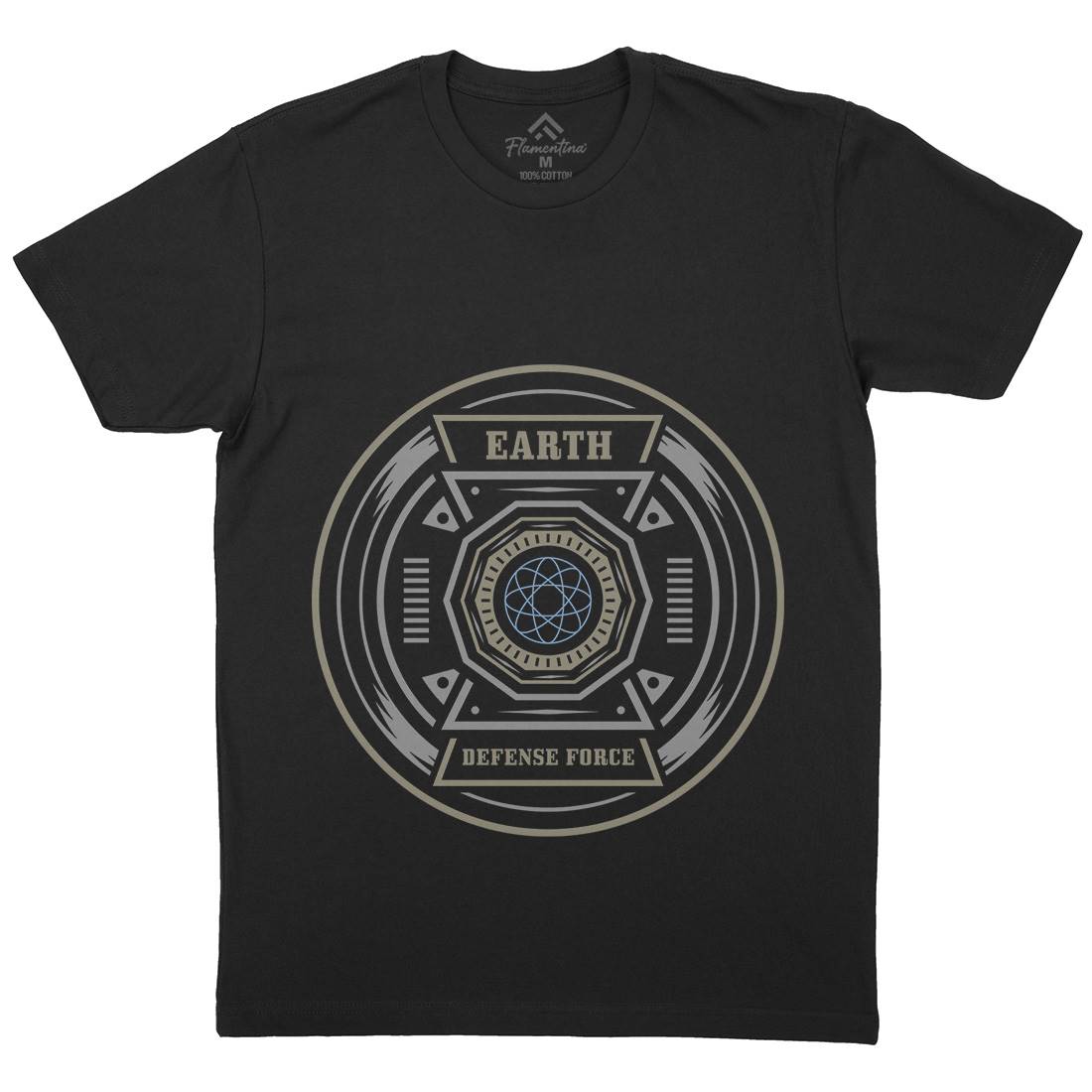 Earth Defence Force Mens Organic Crew Neck T-Shirt Space A311