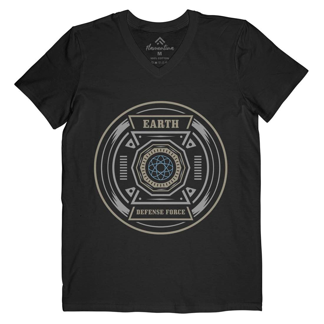 Earth Defence Force Mens Organic V-Neck T-Shirt Space A311