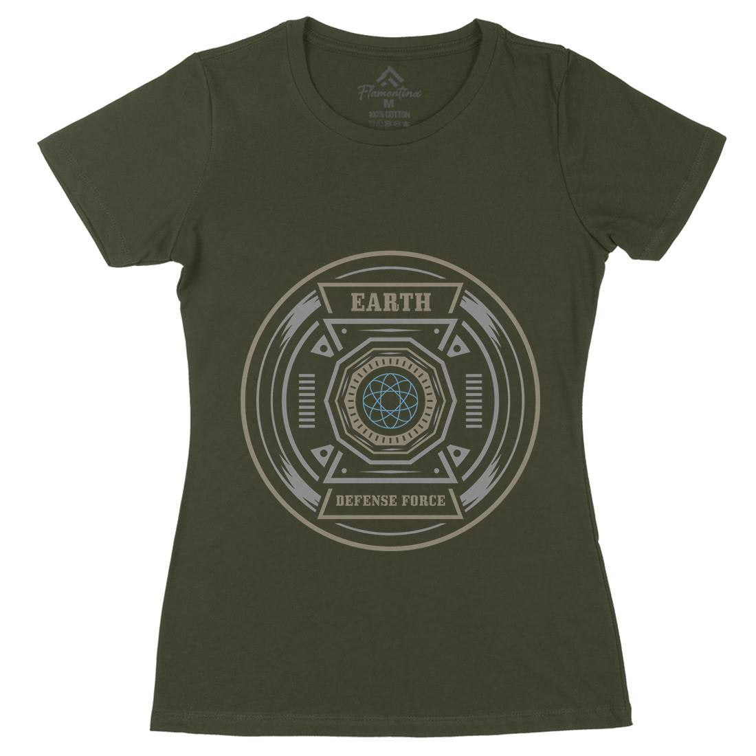 Earth Defence Force Womens Organic Crew Neck T-Shirt Space A311