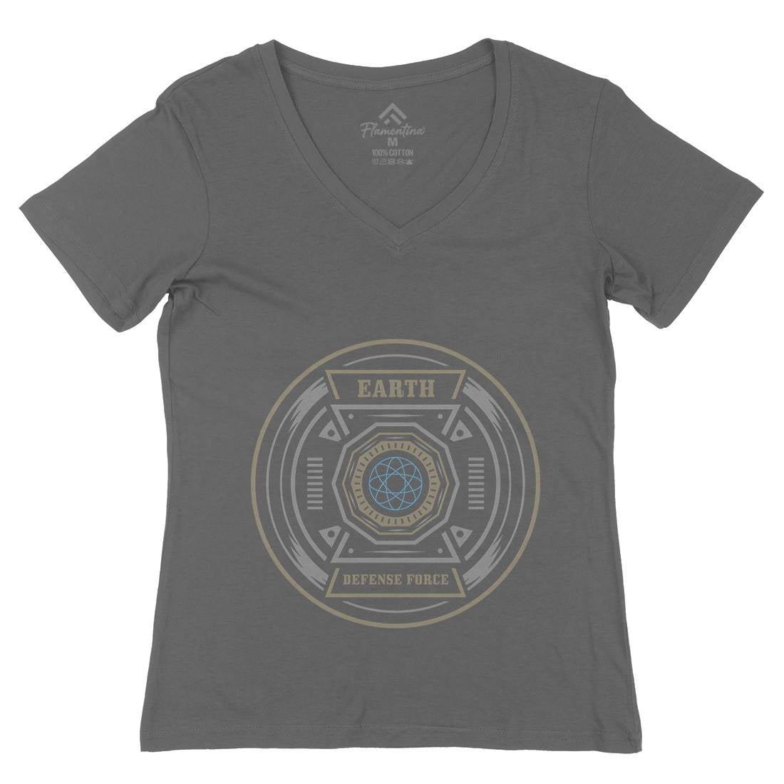 Earth Defence Force Womens Organic V-Neck T-Shirt Space A311