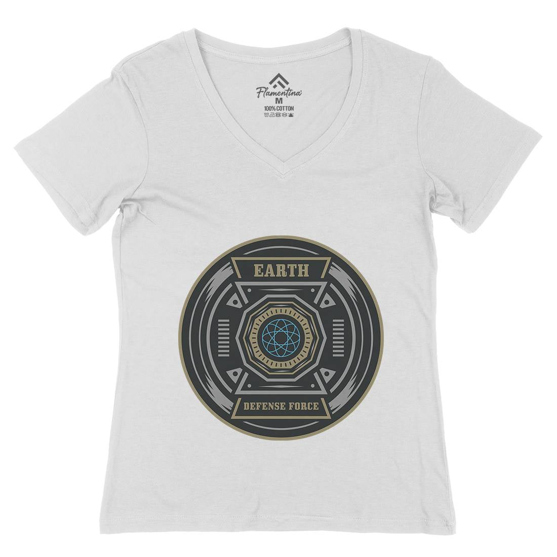 Earth Defence Force Womens Organic V-Neck T-Shirt Space A311