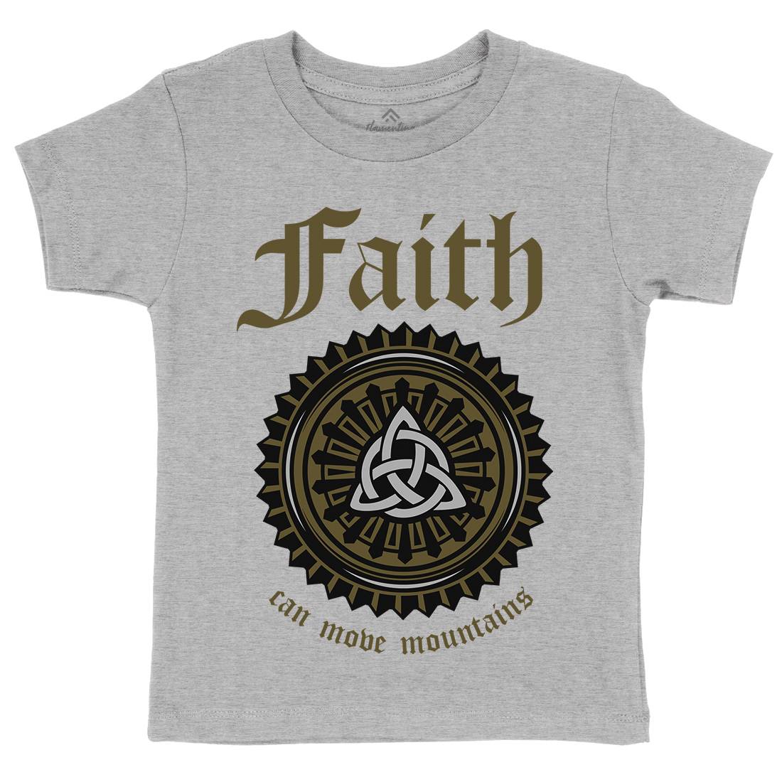 Faith Can Move Mountains Kids Organic Crew Neck T-Shirt Religion A314