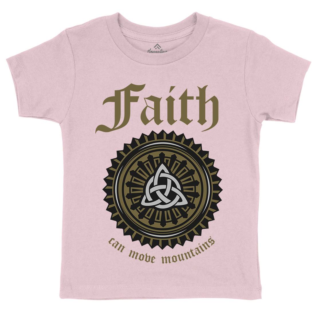 Faith Can Move Mountains Kids Crew Neck T-Shirt Religion A314