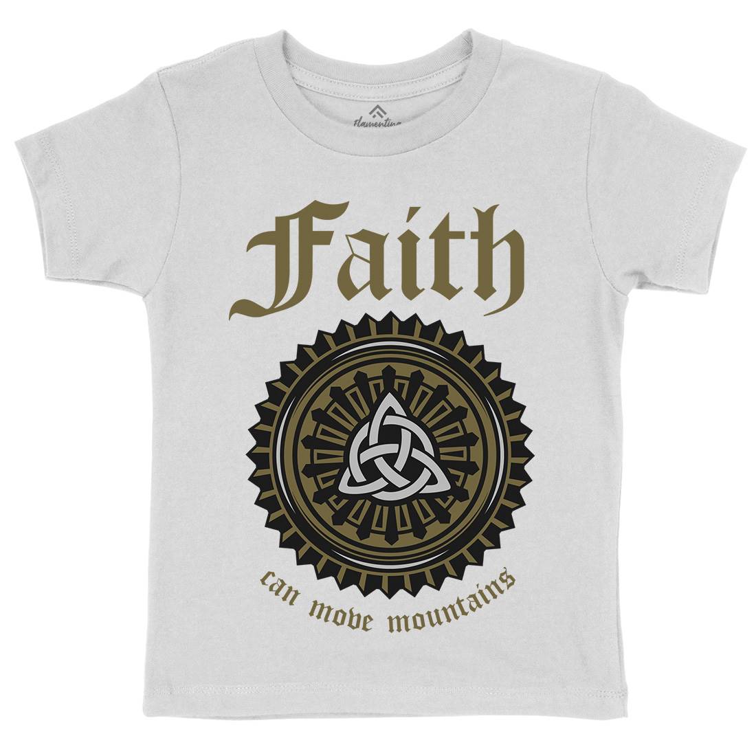 Faith Can Move Mountains Kids Organic Crew Neck T-Shirt Religion A314