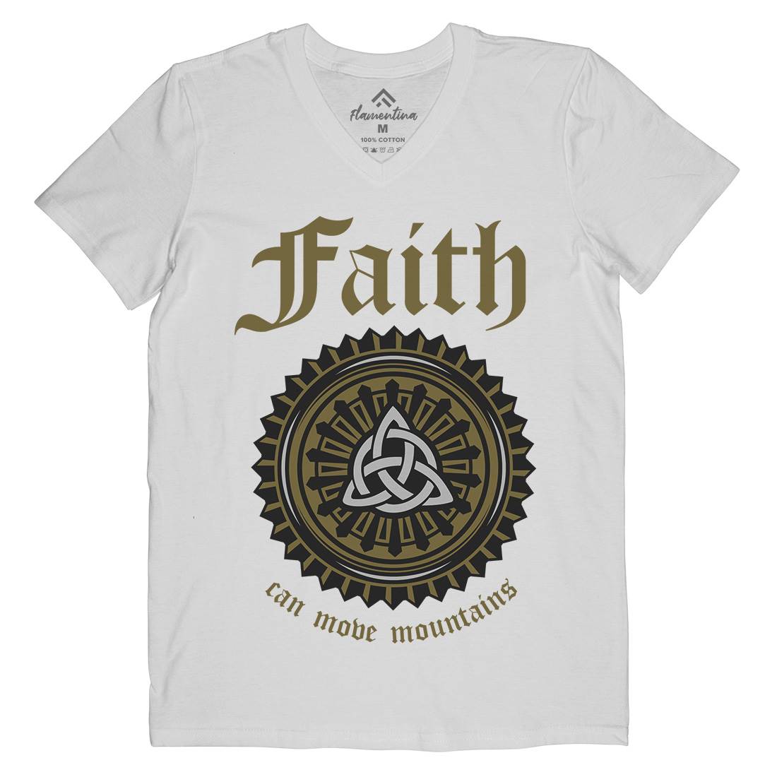 Faith Can Move Mountains Mens V-Neck T-Shirt Religion A314