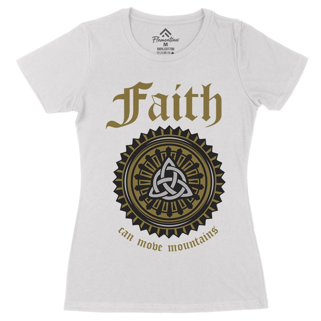 Faith Can Move Mountains Womens Organic Crew Neck T-Shirt Religion A314