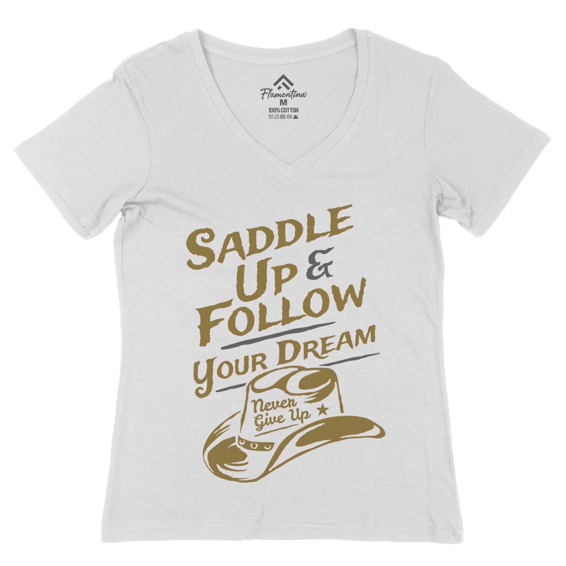 Follow Your Dream Womens Organic V-Neck T-Shirt American A315