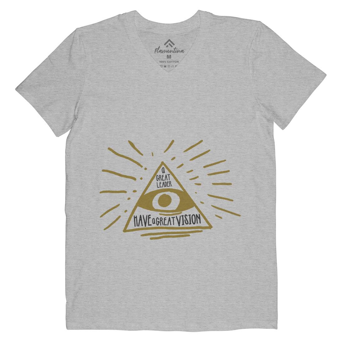 Great Leader Mens Organic V-Neck T-Shirt Illuminati A322