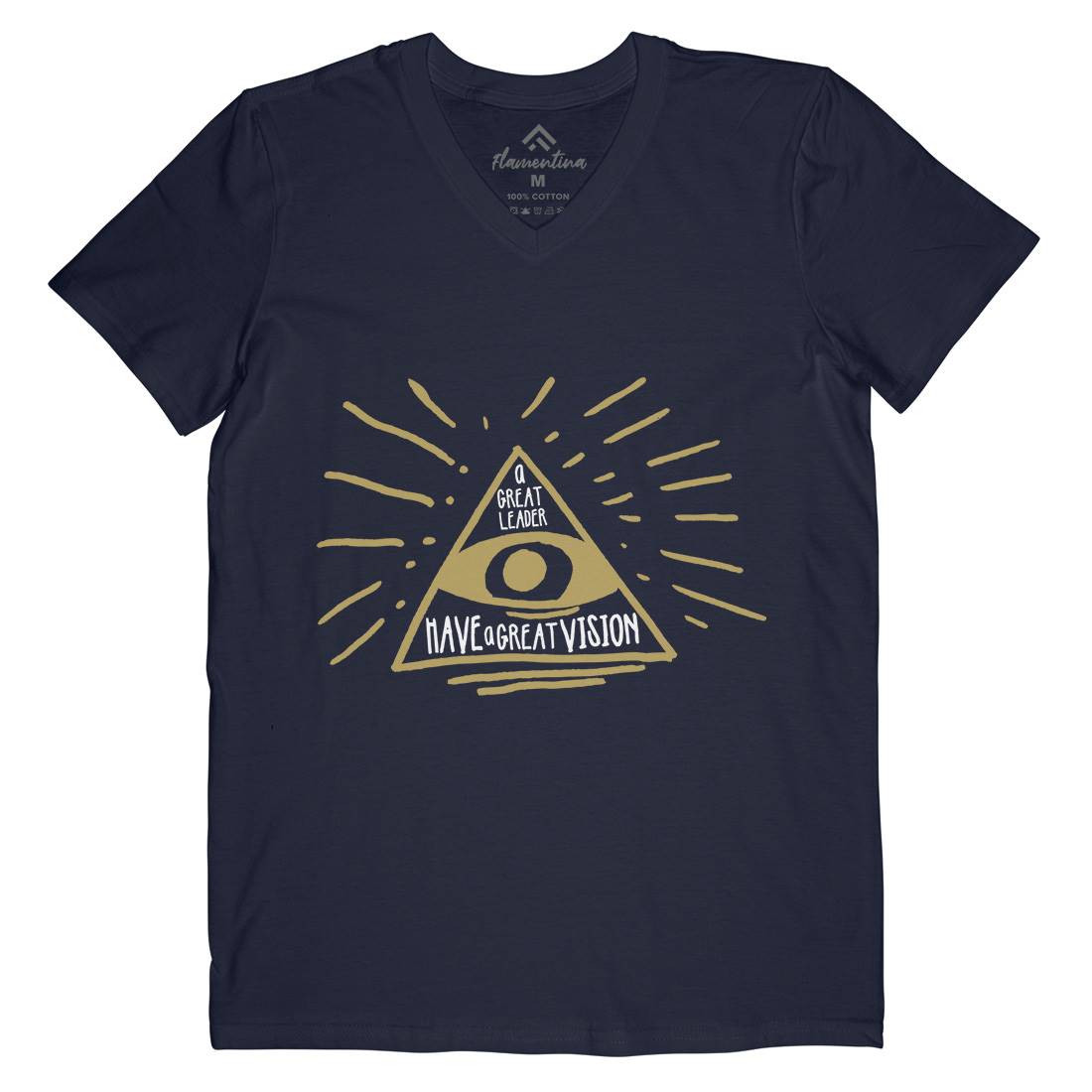 Great Leader Mens Organic V-Neck T-Shirt Illuminati A322