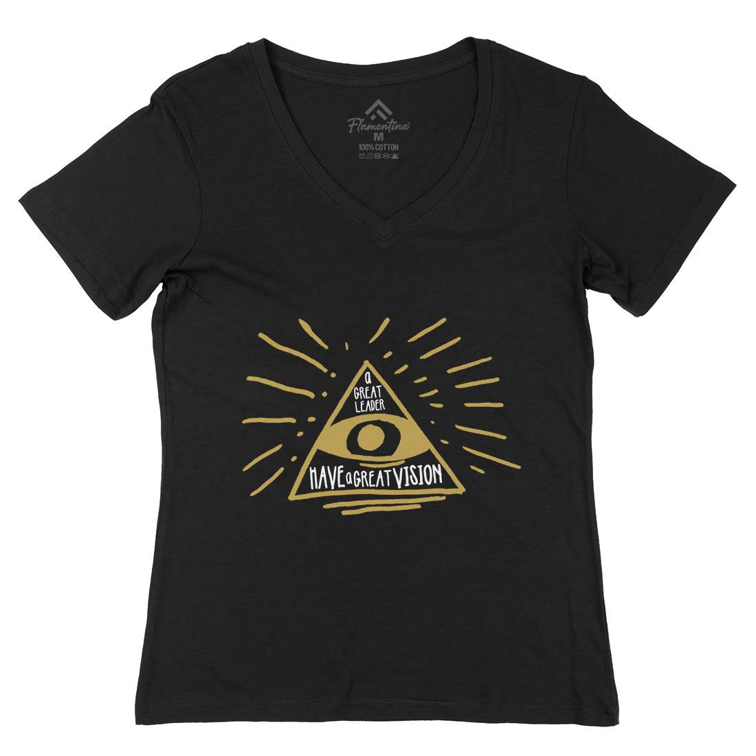 Great Leader Womens Organic V-Neck T-Shirt Illuminati A322