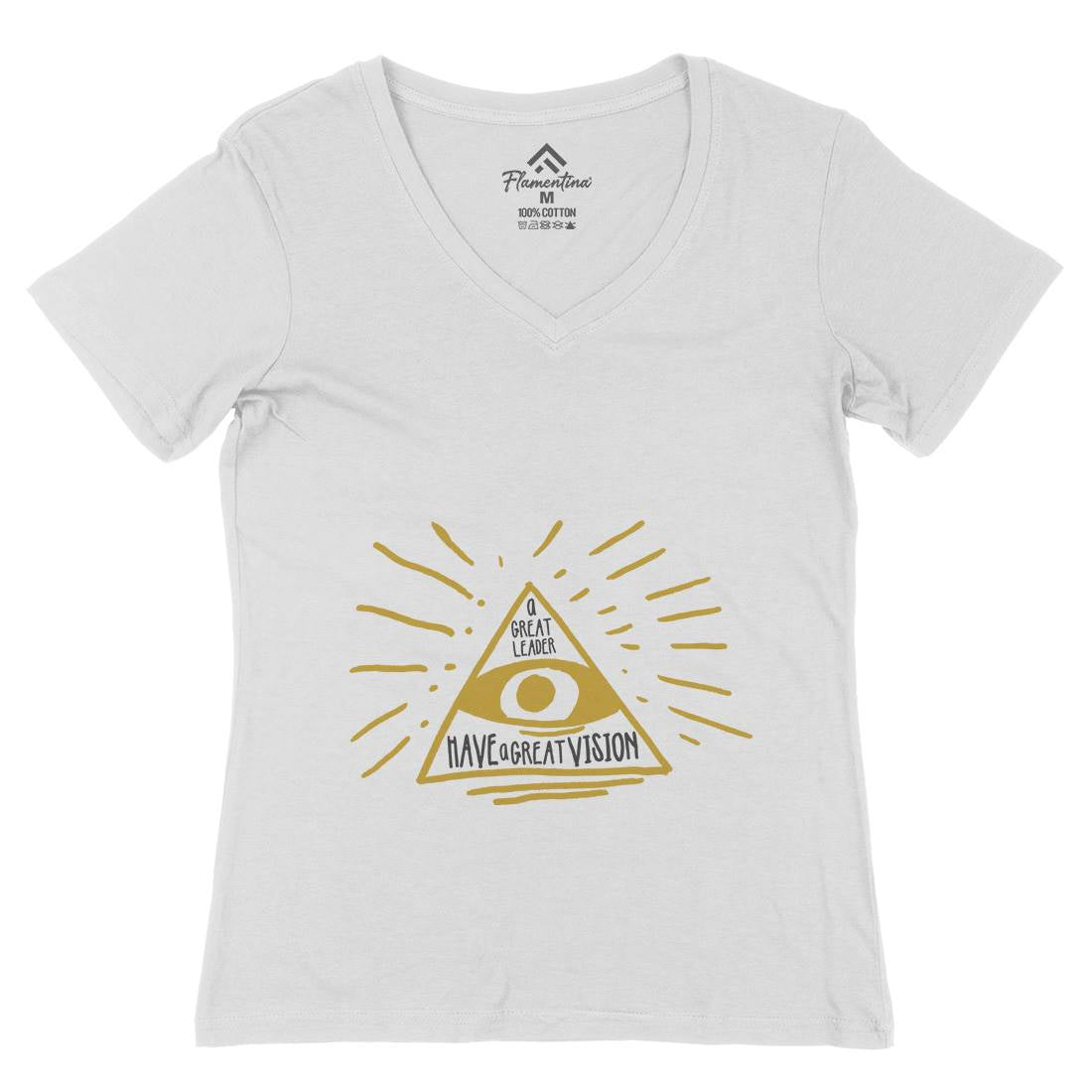 Great Leader Womens Organic V-Neck T-Shirt Illuminati A322
