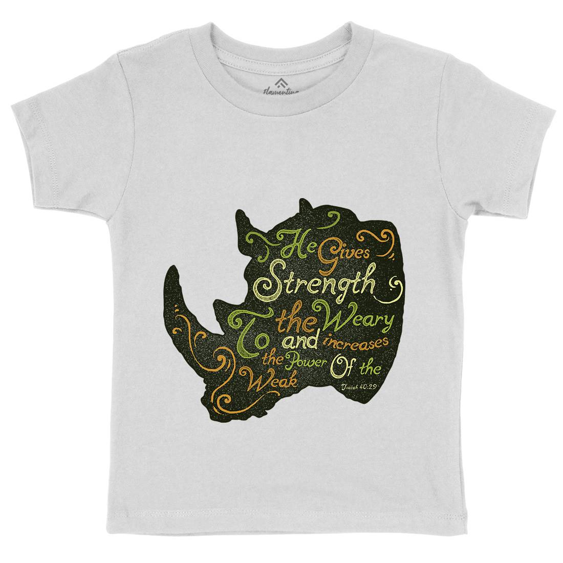 He Gives Strength Kids Organic Crew Neck T-Shirt Religion A325