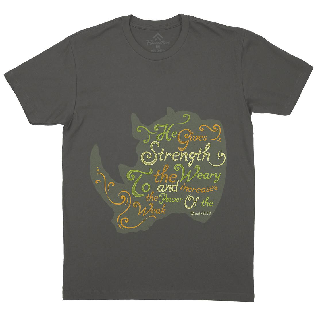 He Gives Strength Mens Organic Crew Neck T-Shirt Religion A325