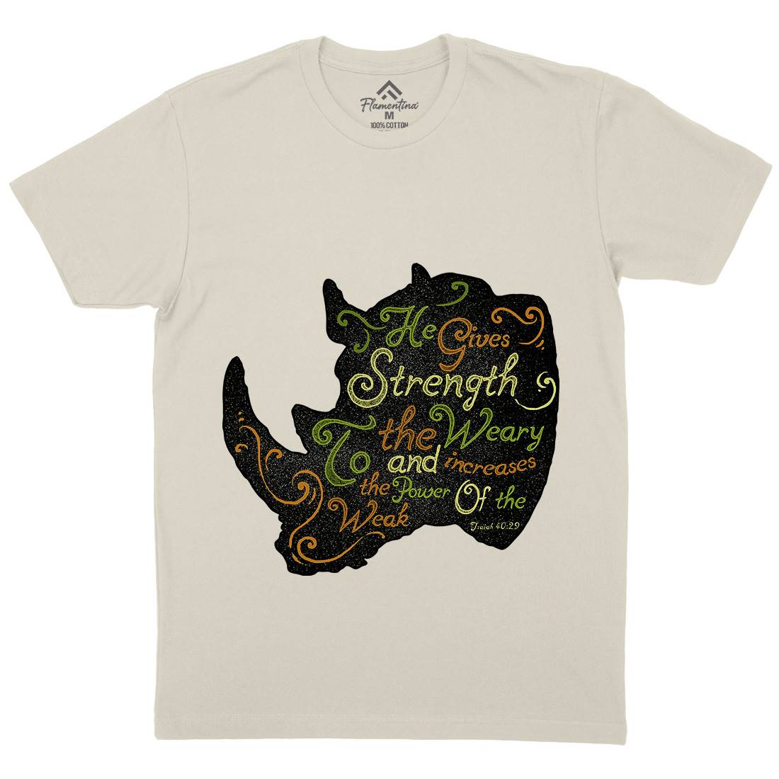 He Gives Strength Mens Organic Crew Neck T-Shirt Religion A325