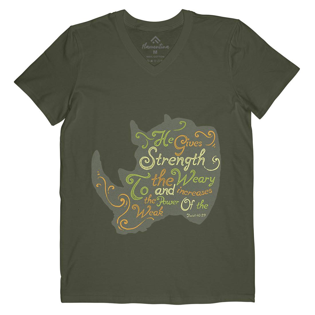 He Gives Strength Mens Organic V-Neck T-Shirt Religion A325
