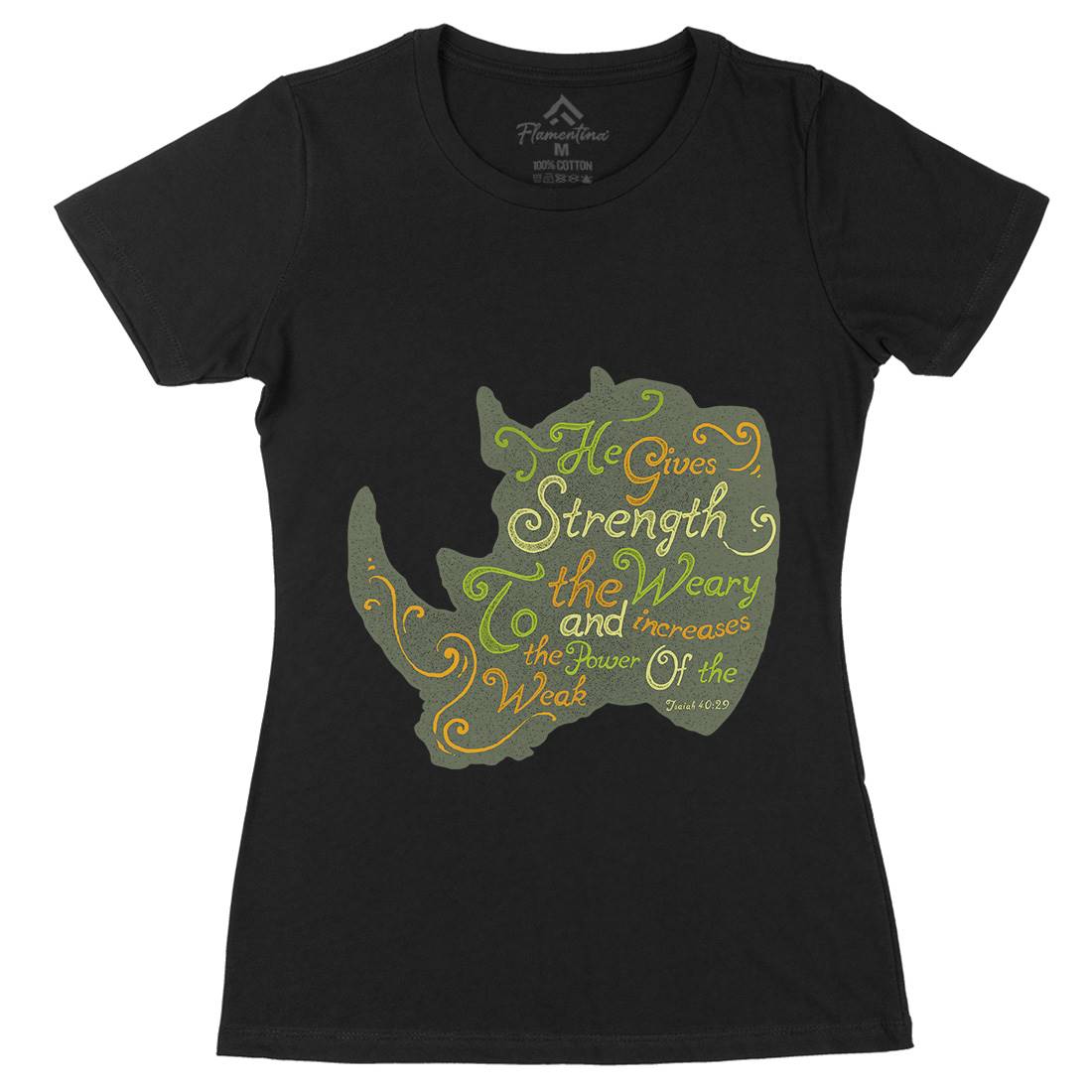 He Gives Strength Womens Organic Crew Neck T-Shirt Religion A325