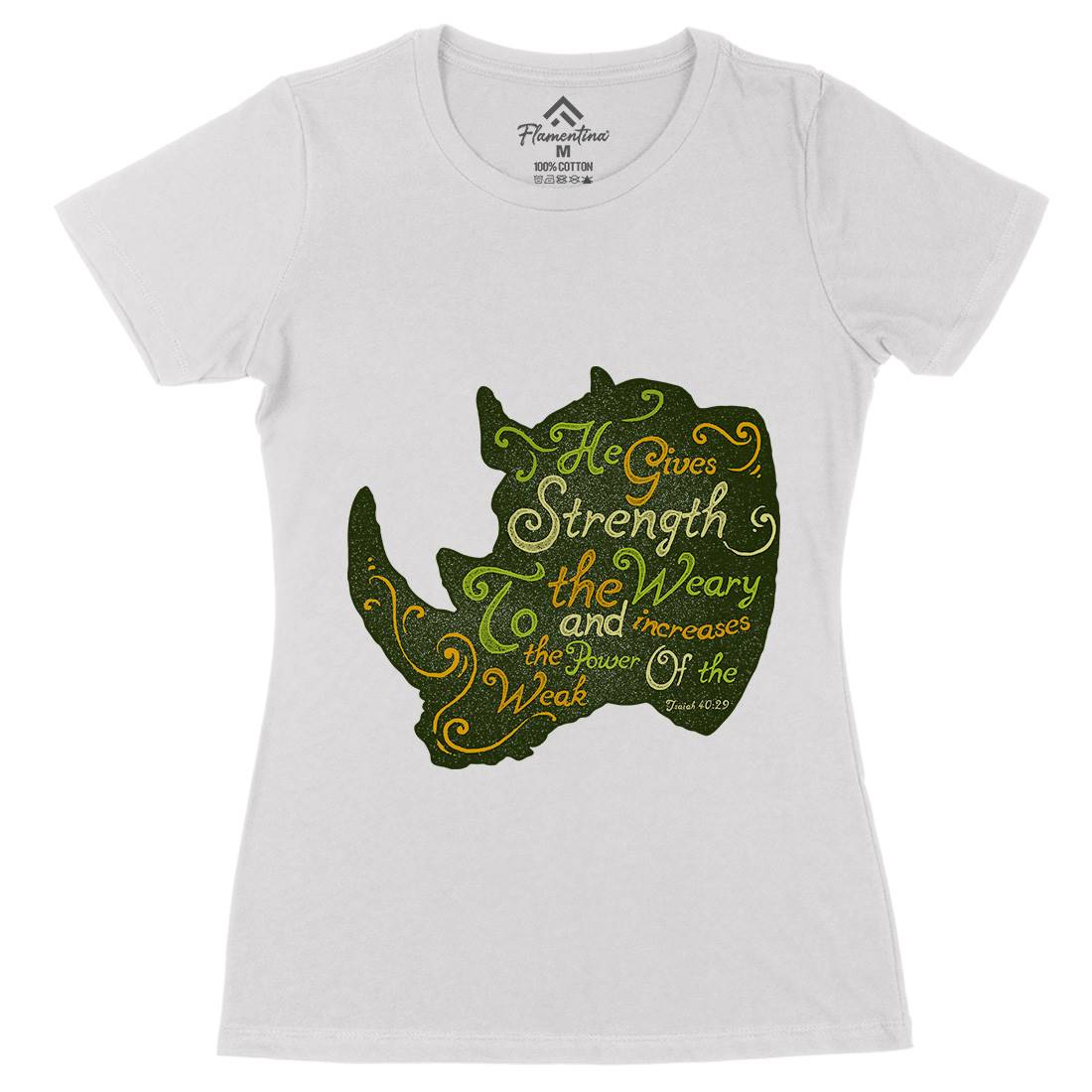 He Gives Strength Womens Organic Crew Neck T-Shirt Religion A325