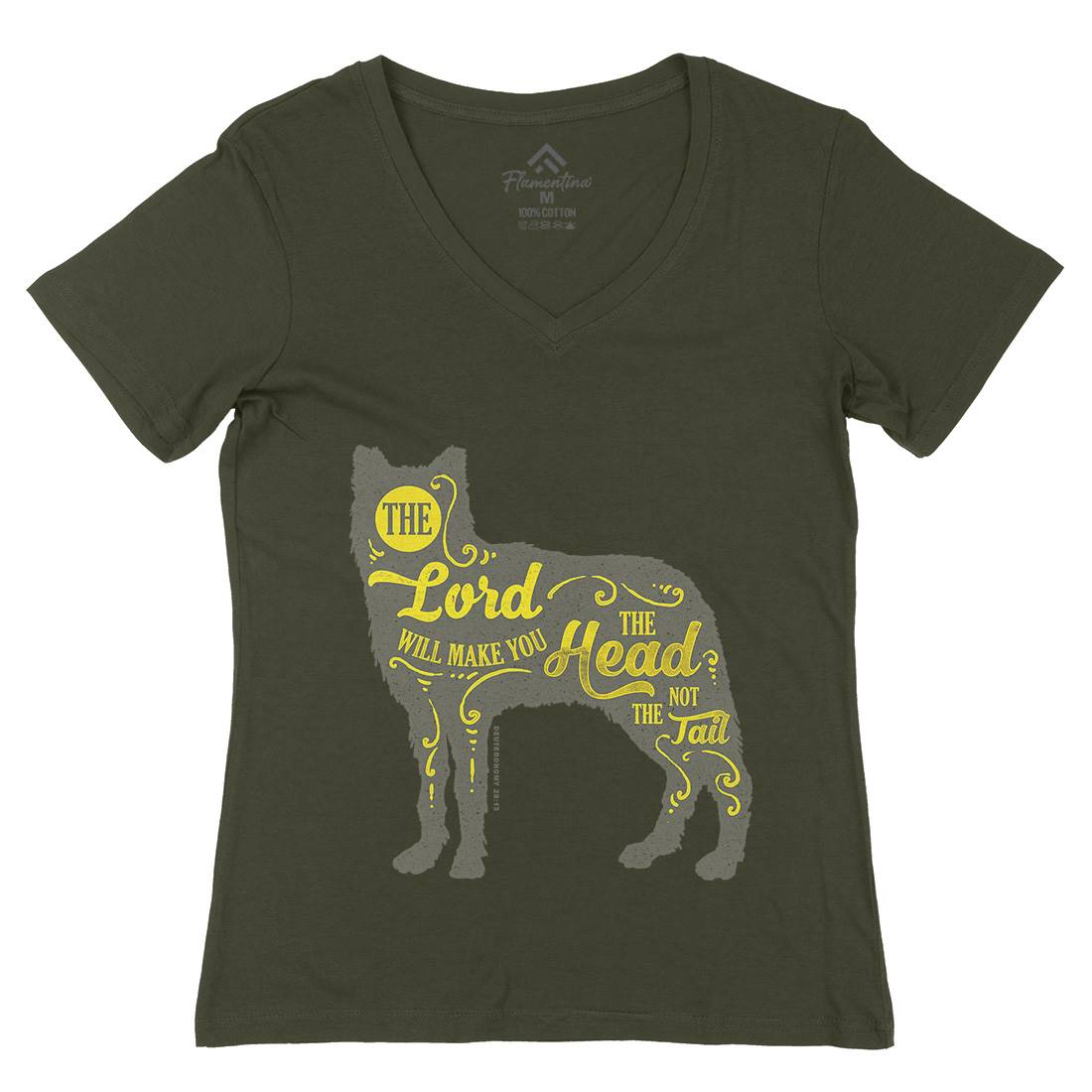Head Not The Tail Womens Organic V-Neck T-Shirt Religion A326