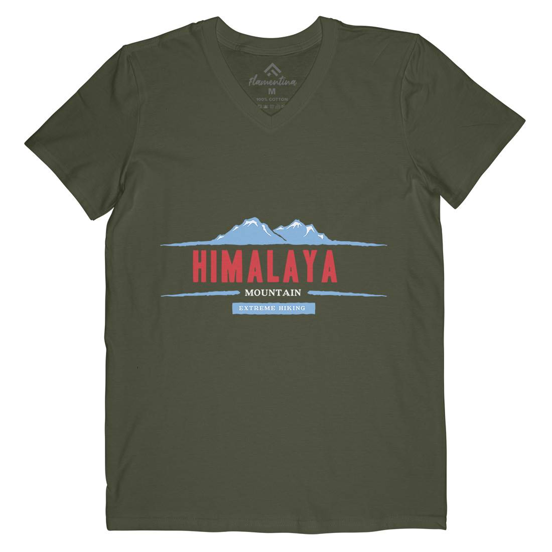 Himalaya Mountain Mens Organic V-Neck T-Shirt Nature A329